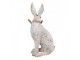 Dekorace béžový sedící králík s mašlí Rabbit Bow - 14*10*26 cm Clayre & Eef