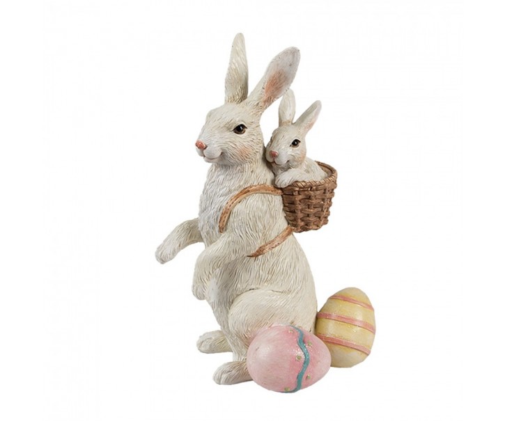Dekorace králík s nůší a malým králíčkem - 10*9*16 cm Clayre & Eef