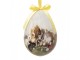 2ks dekorace závěsné vajíčko s králíčky Spring Egg - Ø 11*15 cm Clayre & Eef