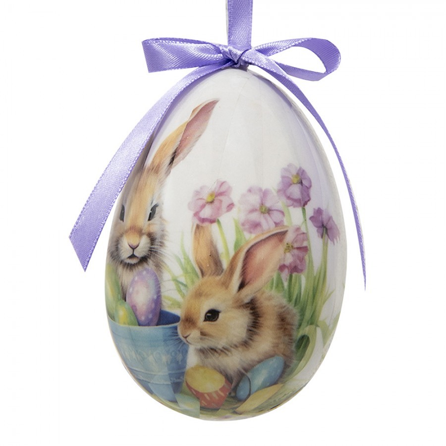 6ks dekorace závěsné vajíčko s králíčky Spring Egg - Ø 7*10 cm Clayre & Eef 6ks dekorace závěsné vajíčko s králíčky Spring Egg - Ø 7*10 cm Clayre & Eef
