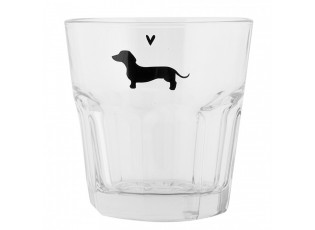 Sklenička na vodu s jezevčíkem a srdíčkem Dog&Cat - Ø 8*8 cm / 200 ml