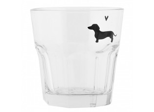 Sklenička na vodu s jezevčíkem a srdíčkem Dog&Cat - Ø 8*8 cm / 200 ml