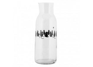 Skleněná karafa s kočkami a srdíčkem Dog&Cat - Ø 9*25 cm / 1000 ml