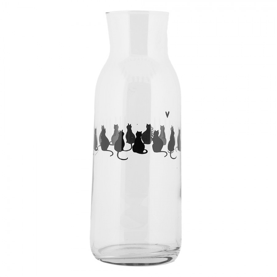 Skleněná karafa s kočkami a srdíčkem Dog&Cat - Ø 9*25 cm / 1000 ml Clayre & Eef Skleněná karafa s kočkami a srdíčkem Dog&Cat - Ø 9*25 cm / 1000 ml Clayre & Eef