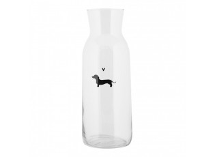 Skleněná karafa s jezevčíkem a srdíčkem Dog&Cat - Ø 9*25 cm / 1000 ml