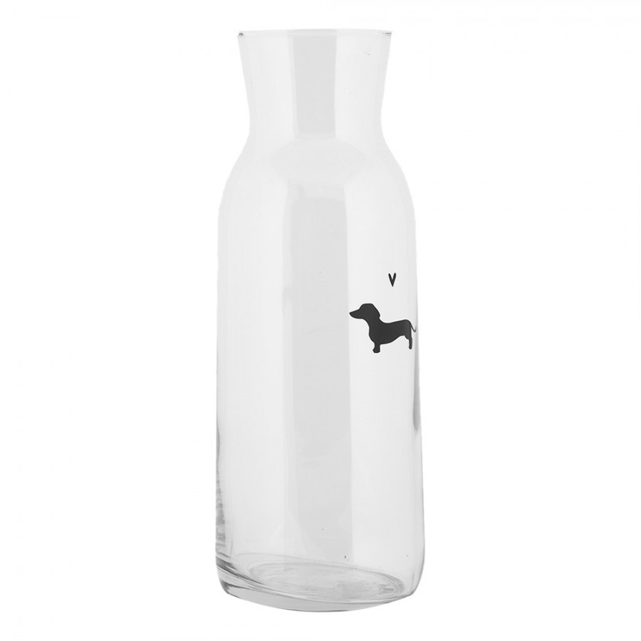 Skleněná karafa s jezevčíkem a srdíčkem Dog&Cat - Ø 9*25 cm / 1000 ml Clayre & Eef Skleněná karafa s jezevčíkem a srdíčkem Dog&Cat - Ø 9*25 cm / 1000 ml Clayre & Eef