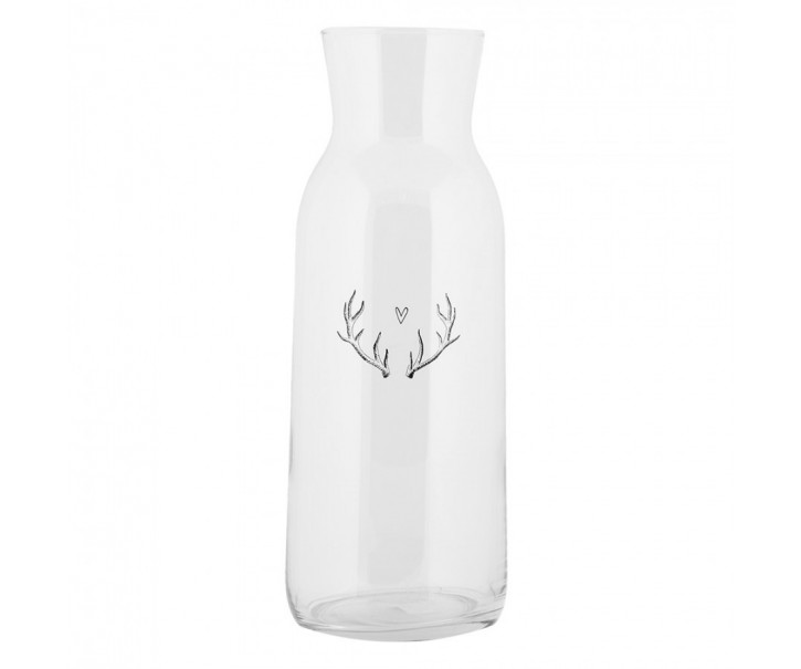 Skleněná karafa paroží se srdíčkem Love Deer - Ø 9*25 cm / 1000 ml Clayre & Eef