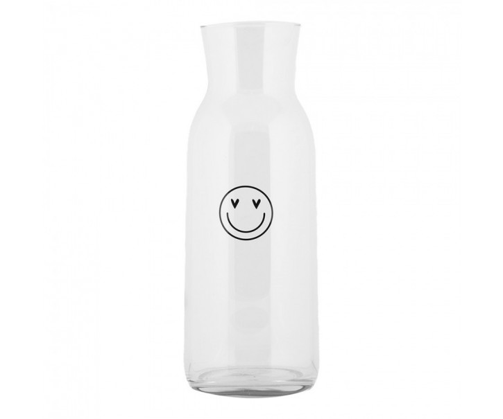 Skleněná karafa se smajlíkem Heart & Smile - Ø 9*25 cm / 1000 ml Clayre & Eef