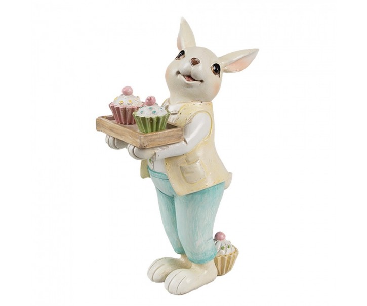 Dekorace králíček nesoucí muffiny - 11*6*16 cm Clayre & Eef
