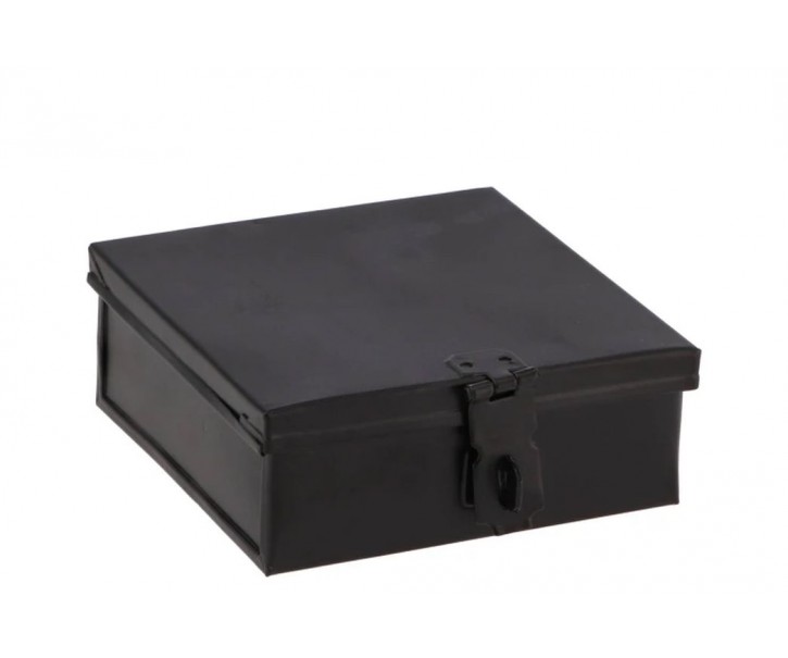 Černý antik kovový úložný box/ krabička Amber Doos - 12*12*5 cm daan kromhout