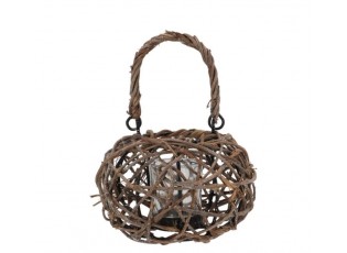 Proutěná lucerna na čajovou svíčku Masai Vine Wood - Ø 16*12/23 cm