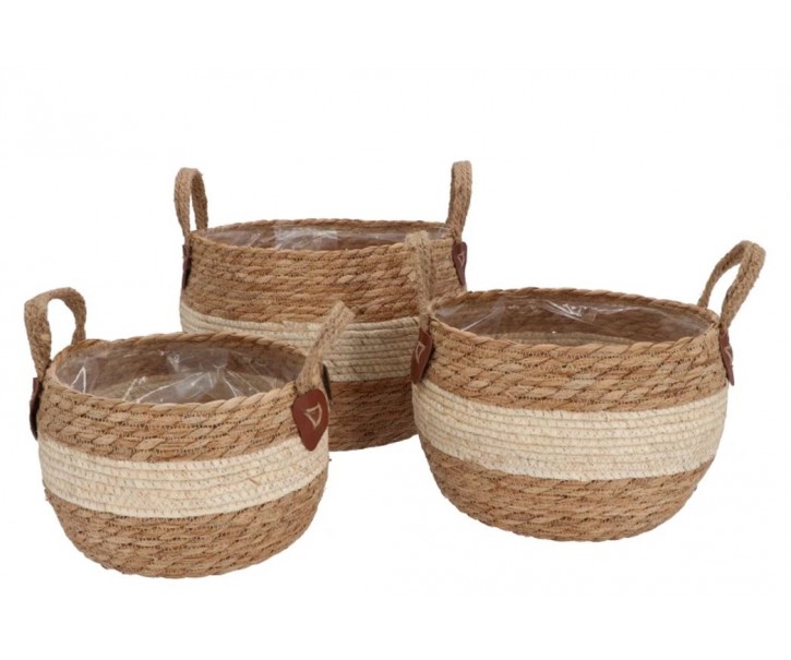 3ks košík květináč z mořské trávy Laos - Ø30*23 / Ø26*18 / Ø23*16 cm daan kromhout