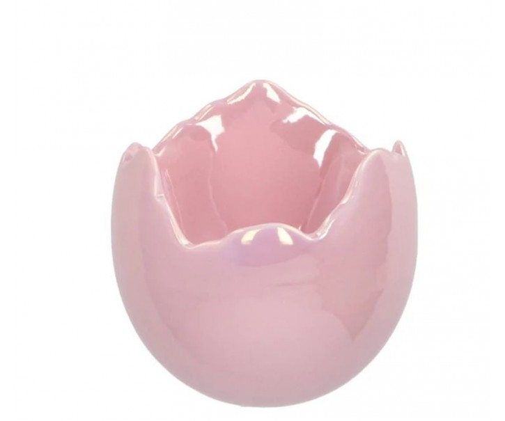 Růžová keramická miska květník ve tvaru skořápky - Ø 13*13 cm daan kromhout