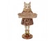 Dekorace figurka kočka s podnosem a zlatou patinou - 16*14*27 cm Clayre & Eef
