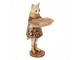 Dekorace figurka kočka s podnosem a zlatou patinou - 16*14*27 cm Clayre & Eef