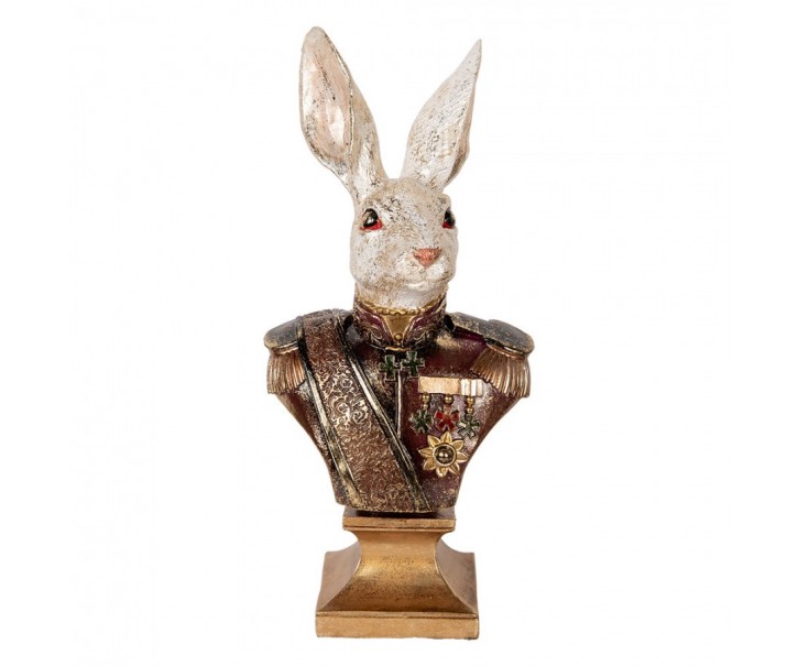 Dekorace busta králík v uniformě se zlatým třpytem - 23*16*50 cm Clayre & Eef