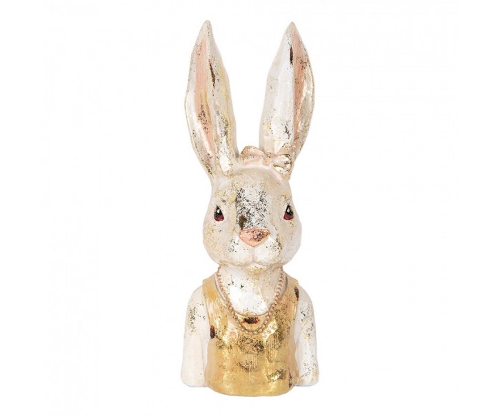 Dekorace busta králík se zlatým třpytem - 12*12*29 cm Clayre & Eef