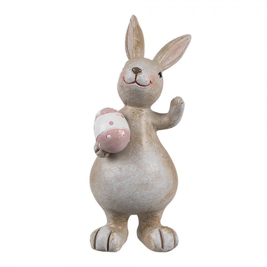 Dekorace hnědý králík s vajíčkem - 5*4*11 cm