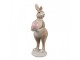 Dekorace hnědý králík s růžovým vajíčkem - 6*8*18 cm Clayre & Eef