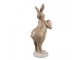 Dekorace hnědý králík s růžovým vajíčkem - 6*8*18 cm Clayre & Eef