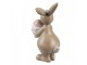 Dekorace hnědý králík s růžovým vajíčkem - 6*9*15 cm Clayre & Eef