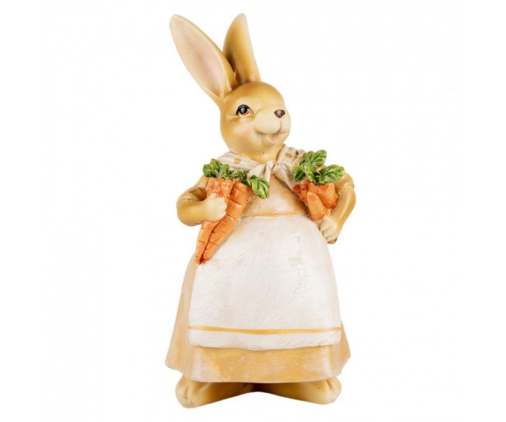 Dekorace králičí mamka držící mrkve - 10*8*20 cm Clayre & Eef