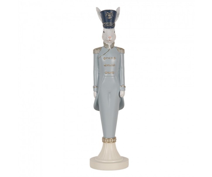 Dekorace figurka bílý králík v modrém obleku - 9*9*35 cm Clayre & Eef