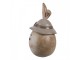 Hnědá dekorace králičí hlava s kloboukem - Ø 7*13 cm Clayre & Eef
