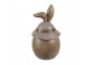 Hnědá dekorace králičí hlava s kloboukem - Ø 7*13 cm Clayre & Eef