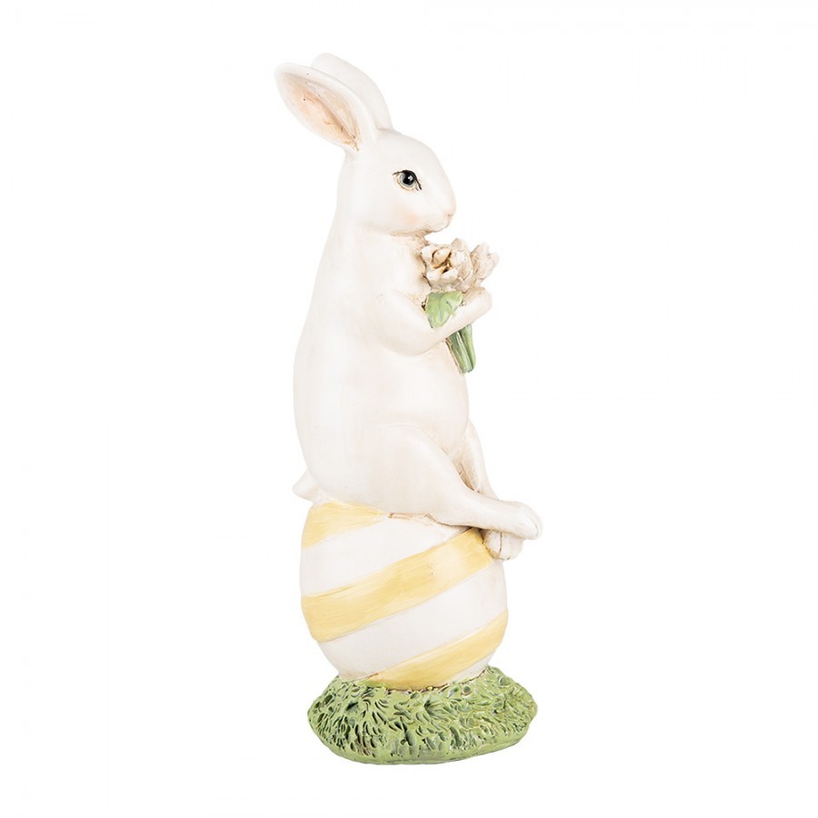 Dekorace králík s tulipány sedící na vajíčku - 7*7*19 cm Clayre & Eef Dekorace králík s tulipány sedící na vajíčku - 7*7*19 cm Clayre & Eef