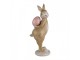 Dekorace hnědý králík s růžovým vajíčkem - 10*12*31 cm Clayre & Eef
