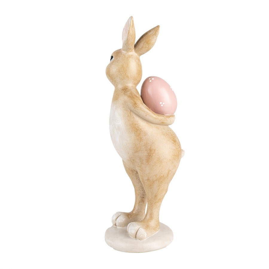 Dekorace hnědý králík s růžovým vajíčkem - 10*12*31 cm Clayre & Eef Dekorace hnědý králík s růžovým vajíčkem - 10*12*31 cm Clayre & Eef