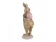 Dekorace hnědý králík s růžovým vajíčkem - 10*12*31 cm Clayre & Eef