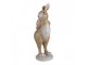Dekorace hnědý králík s růžovým vajíčkem - 10*12*31 cm Clayre & Eef