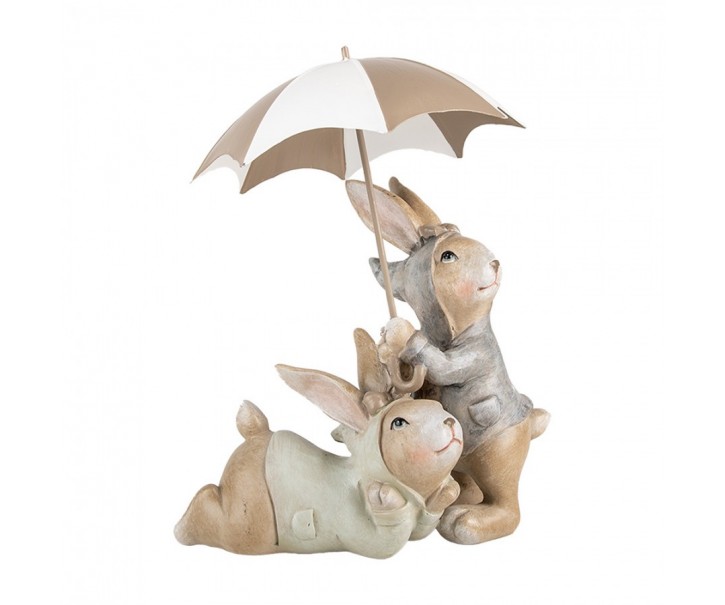 Dekorace králíčci pod deštníkem - 19*16*23 cm Clayre & Eef