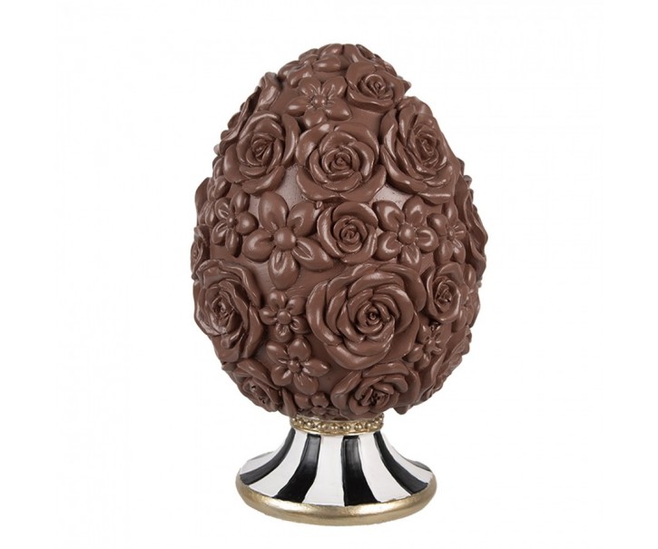 Dekorace čokoládové vejce s květy Egg na podstavci - Ø 11*17 cm Clayre & Eef