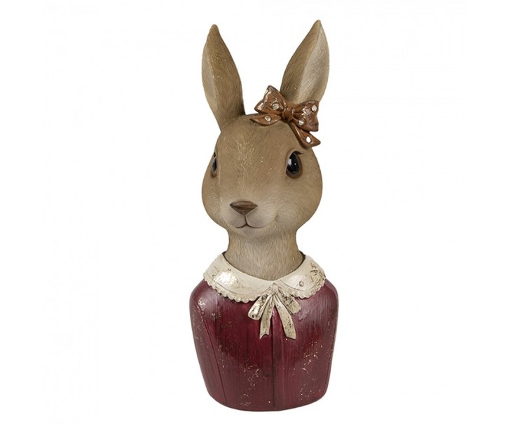 Dekorace busta králičí žena s mašlí - 7*7*17 cm Clayre & Eef