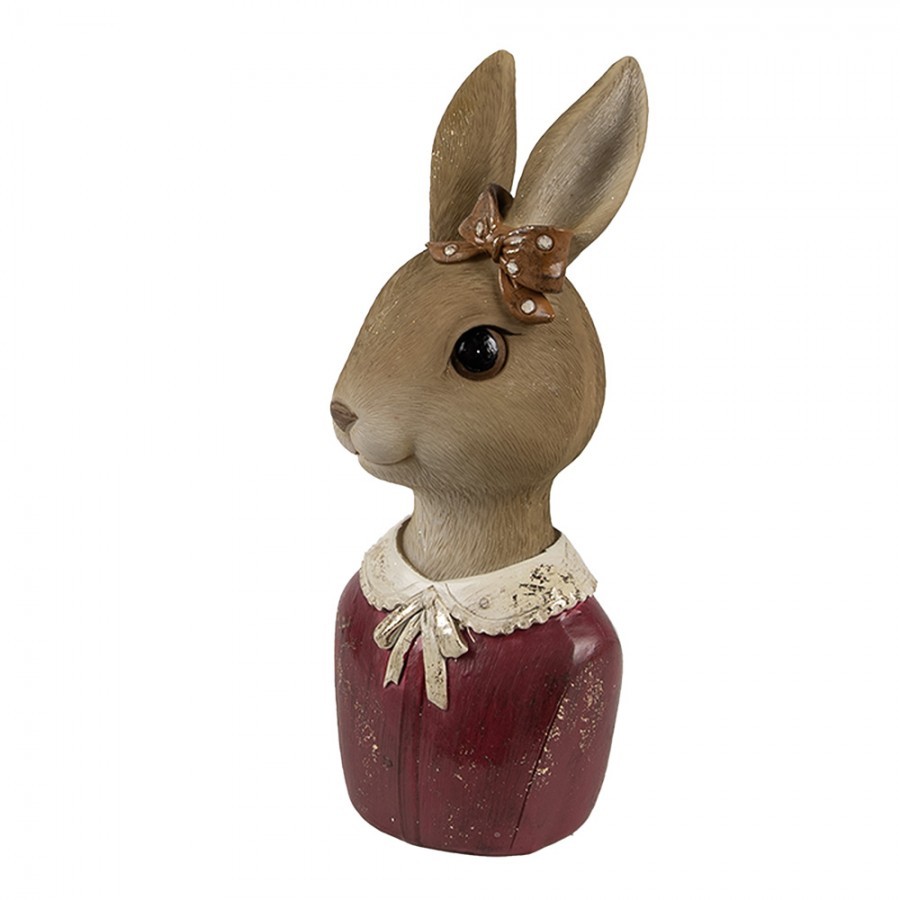 Dekorace busta králičí žena s mašlí - 7*7*17 cm Clayre & Eef Dekorace busta králičí žena s mašlí - 7*7*17 cm Clayre & Eef