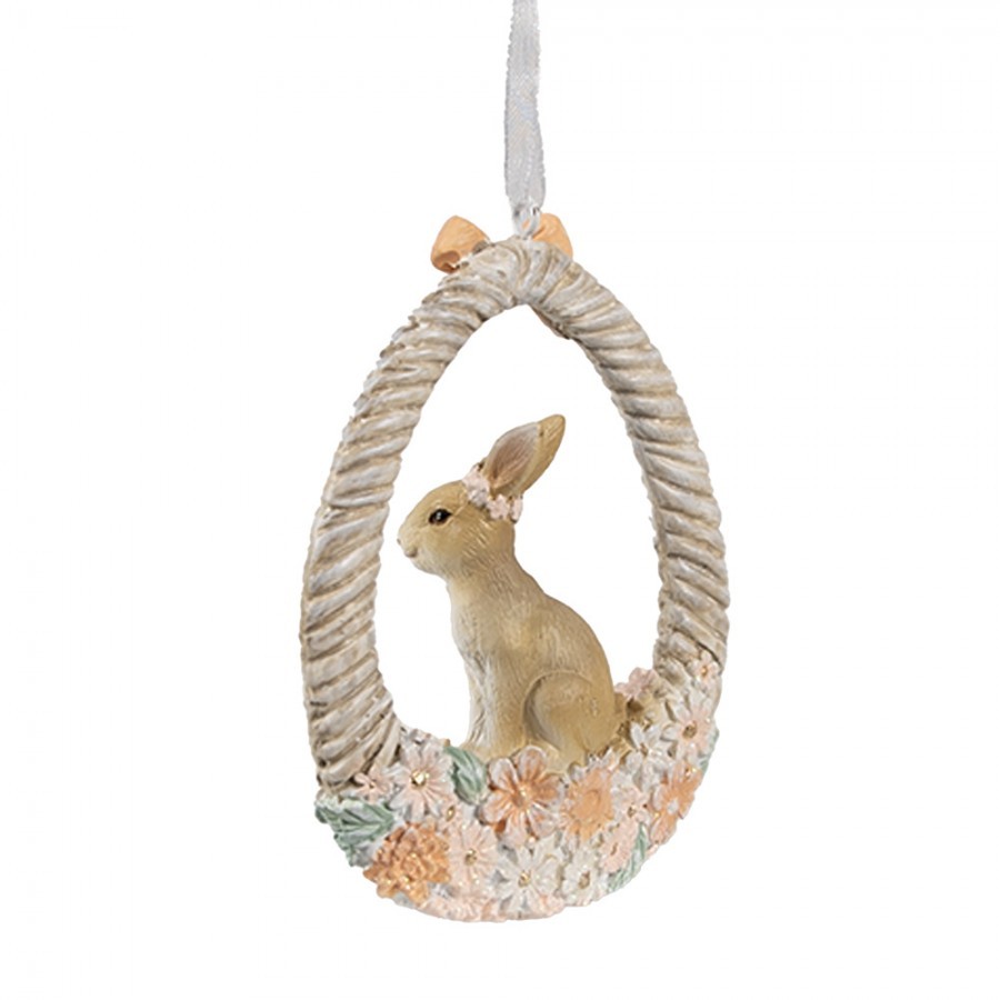 Závěsná dekorace králíček ve vajíčku - 7*2*10 cm Clayre & Eef Závěsná dekorace králíček ve vajíčku - 7*2*10 cm Clayre & Eef