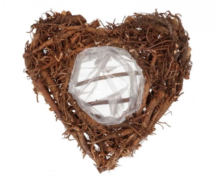 Hnědý květináč srdce z kořenů Root Wood - 40*10 cm daan kromhout