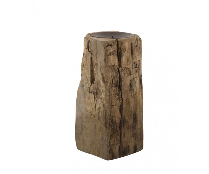 Dřevěný válcový svícen Grimaud Unit S - 13*10*22 cm Chic Antique