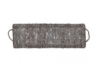 Šedý dřevěný dekorační podnos Masai Vine Wood - 40*20*3 cm