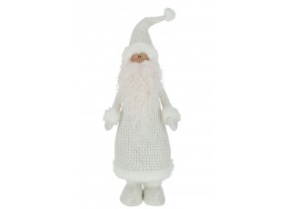 Bílá vysoká dekorace Santa v kabátku XL - 22*15*66 cm