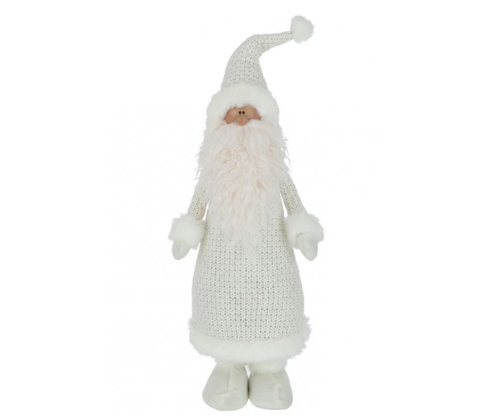 Bílá vysoká dekorace Santa v kabátku XL - 22*15*66 cm J-Line by Jolipa