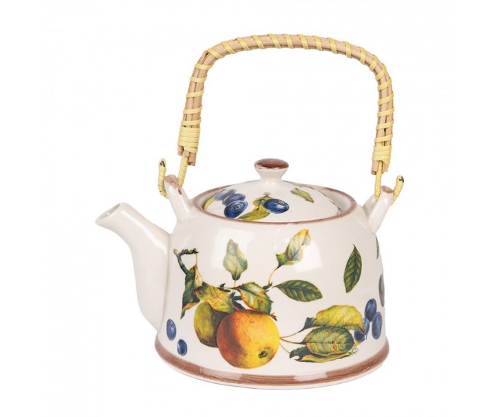 Porcelánová konvička s ovocem a se sítkem - 18*14*12 cm / 800 ml Clayre & Eef