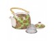 Zelená konvička s ornamenty a se sítkem - 18*14*12 cm / 800 ml Clayre & Eef