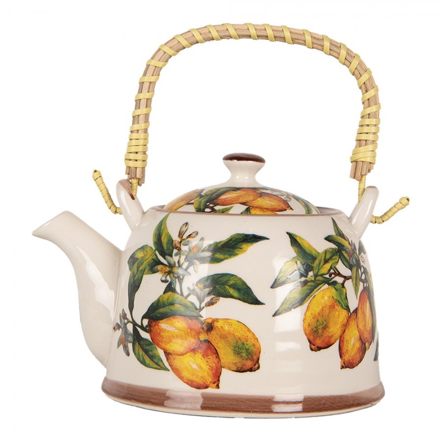 Porcelánová konvička s citróny a se sítkem - 18*14*12 cm / 800 ml