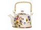 Porcelánová konvička s maceškami a se sítkem - 18*14*12 cm / 800 ml Clayre & Eef