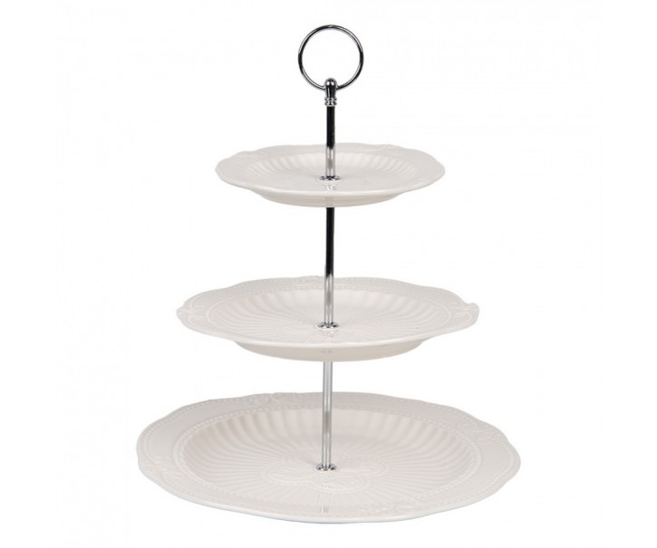 Elegantní 3-patrový porcelánový etažér - Ø 26*31 cm Clayre & Eef