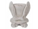 Šedý antik cementový květináč králičí uši s kloboukem - 17*16*19 cm Clayre & Eef